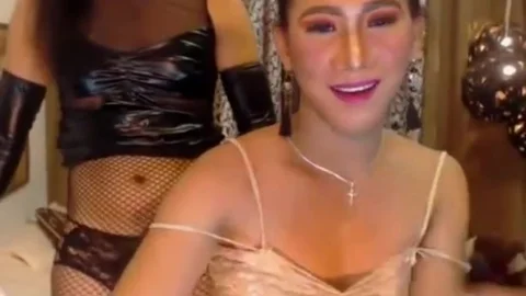 tranny couple Flaunting Their asses Live On web camera