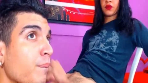 boy Slurps t-girl gigantic ramrod And Masturbates