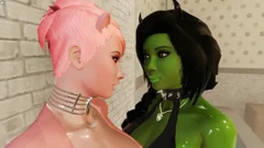 Aniamted 3D giant penis Futa ladyman On Creamy White girl