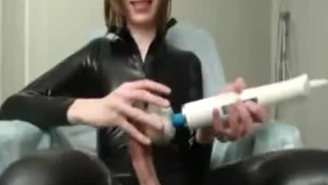 Great weenie On Femboy In Latex Solo