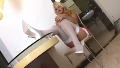 diminutive Boobed blonde Nurse Whacking Off