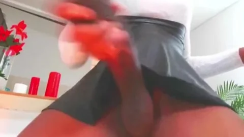 dark Transgirl Jerks Off Her Donkey dong Pov web camera