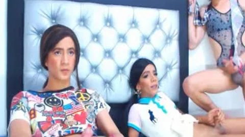 non-professional trannies On juicy 3some Show