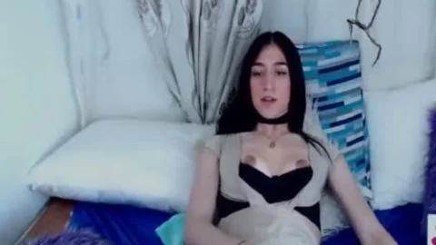 latin chick Sheshaft Wanks Off Her dick Solo