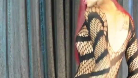Pi Ladyboy In Fishnets sperm On Hands
