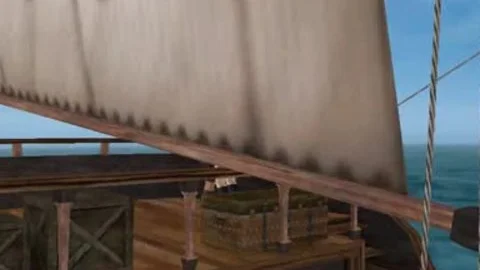 3D Cartoon lady-man playgirl slammed On A Pirate Ship