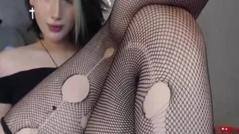 yummy sexy shemale stroking On web camera Part 6