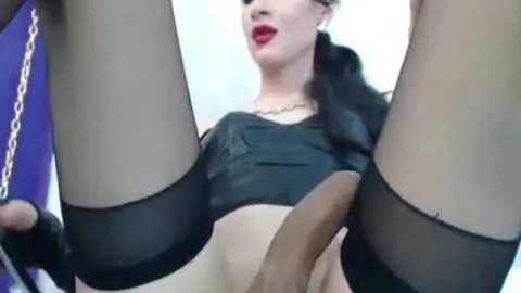 TS beauty spreads Her arse And Masturbates