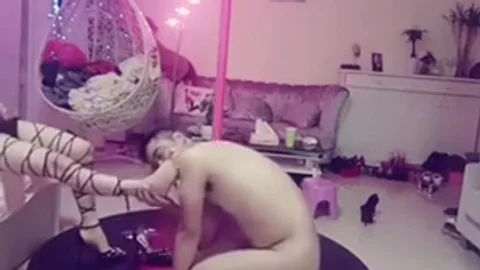 Asiatic tranny And Bondslave Slap Backsit fellatio stimulation Feet