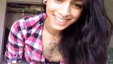brunette teen With Pierced Nose