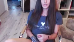 Russian Beauty Strokes Her gigantic cock