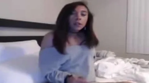 pretty lady-boy In sofa Stroking Her schlong
