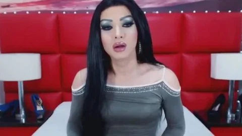 pretty lady-man Stroking Her gigantic penis So Nicely