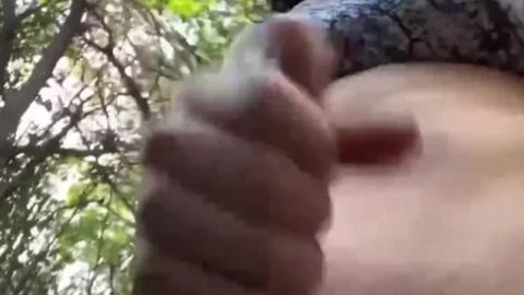 White Caucasian tranny Masturbating Outfoors At The Woods