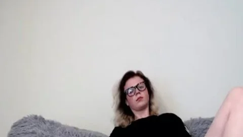 Petite lady-man cutie In  Glasses Stroking Her large penis Until she sperm Shottting