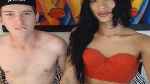 pair ladyboy engulfing penis On cam
