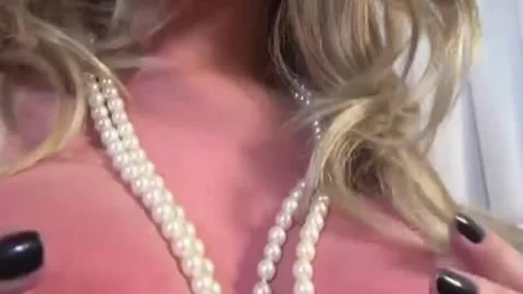 blond shemale W Tan Line undresses darksome Corset 'n Jerks Off