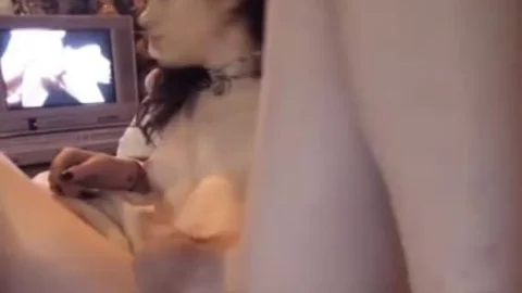 tasty ladyboy Watching Porn whilst Toying Her butthole