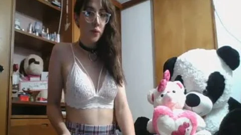 cute young Colombian shemale ( Camgirl ) jerking off, Playing tits, Moaning And Cumming For Daddy - Angeles Del Mar