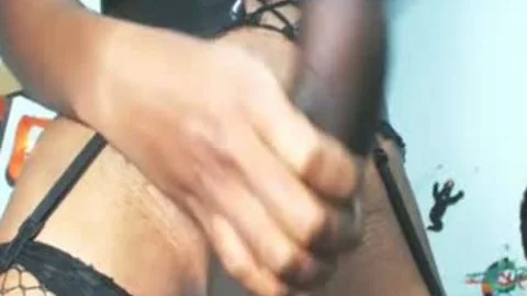 Mystery gigantic darksome cock ebony lady-boy cumshot