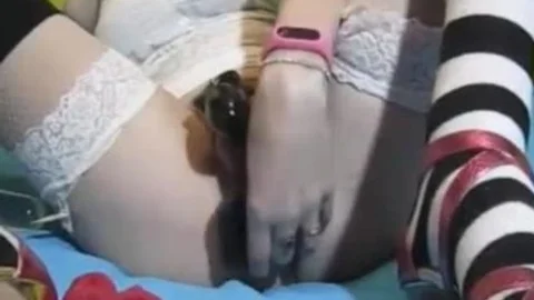 Handsfree Sissygasm For A obscene hooker In Chastity
