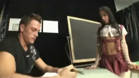tgirl In Uniform receives sucked