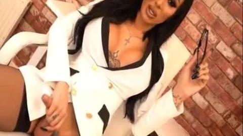 lovely Trans dominatrix-prostitute In lingerie At Office