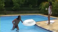 Poolside Rest With A longhaired shemale