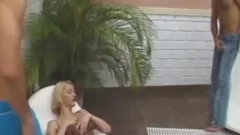 We Found A delicious blonde tgirl Napping By The Pool
