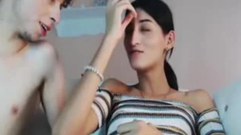 Skinny sheboy bonks lucky lad unprotected