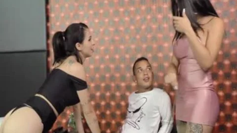 teen Asks horny shemale Estela Duarte To poke Her BFs ass whilst she Watches