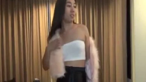 Sheer Ladyboy Wanks In lingerie