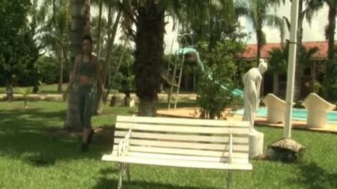Laisa Lins Wanks Off On A Bench Outside
