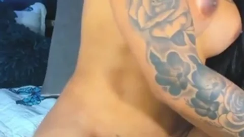 Voluptuous Colombian Trans Lady With Tattoos And big love muffins Jerks Off Her big heavy weenie