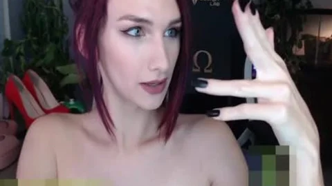 Pink Hair shemale gal With small meatballs jerking off And cum eating