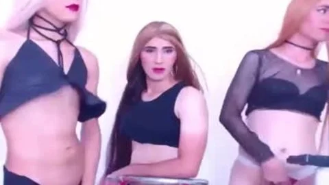 pretty ladyboys Undressing And Jacking cock