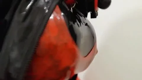 Alison In Red And darksome Latex With High Heel haunch Boots