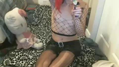 Dazed Emo Goth chick Jerks Her large dick And Plays With Her merry teats