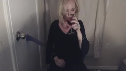 Goth ladyboy Smokes And Pleasures Herself.