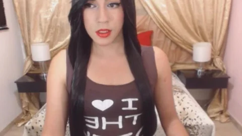 attractive shemale Strokes Her Hard penis