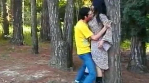 large Load acquires Blown On brunette hair ladyman Penelope Jolie's wang After Boyfriend bonks Her butthole In Woods
