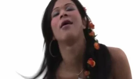 monstrous wazoo Emilly Balieiro disrobes Red pants 'n Jerks Off
