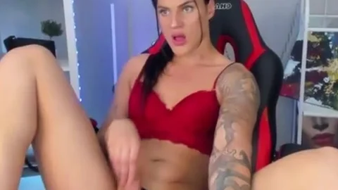 Fit Russian legal age teenager Transgirl With Tattoos Wanks Hard Until she discharges humongous Load On cam
