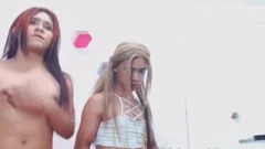 shelady pair Stripping And Jerking Hard shlong