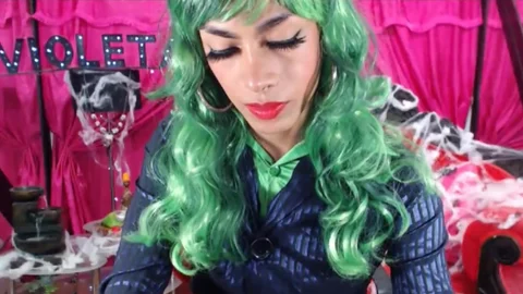breasty ladyboy Jerking Her 9 Inch knob