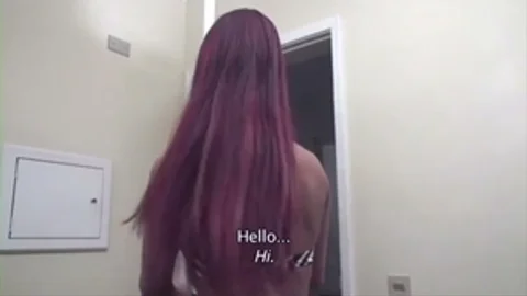 pretty Redbj tranny receives band sexed On The bed