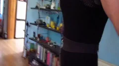 Wearing A sleazy Short darksome dress Niylon Tights High Heels