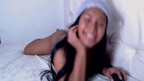 attractive cheerful  asian tgirl Laying With Her butthole Beads Fingers