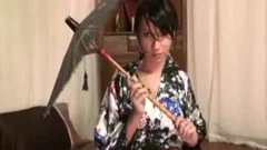 nasty breasty t-girl Wearing Kimono suit plowed painfully