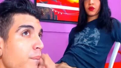 twink Slurps ladyboy biggest knob And Masturbates